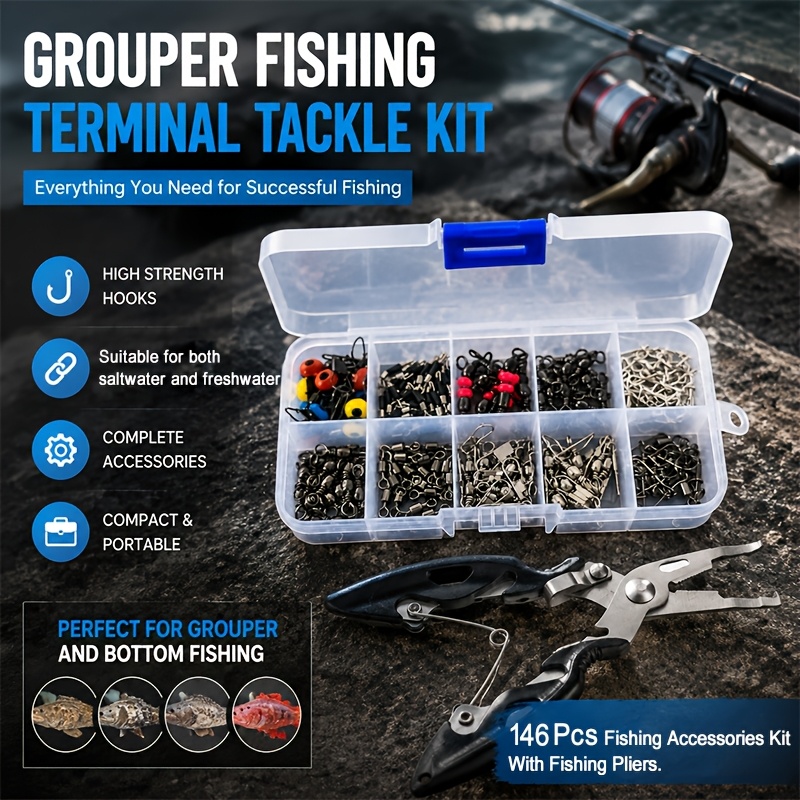 146pcs Fishing Terminal Tackle - Freshwater Fishing Kit review and price