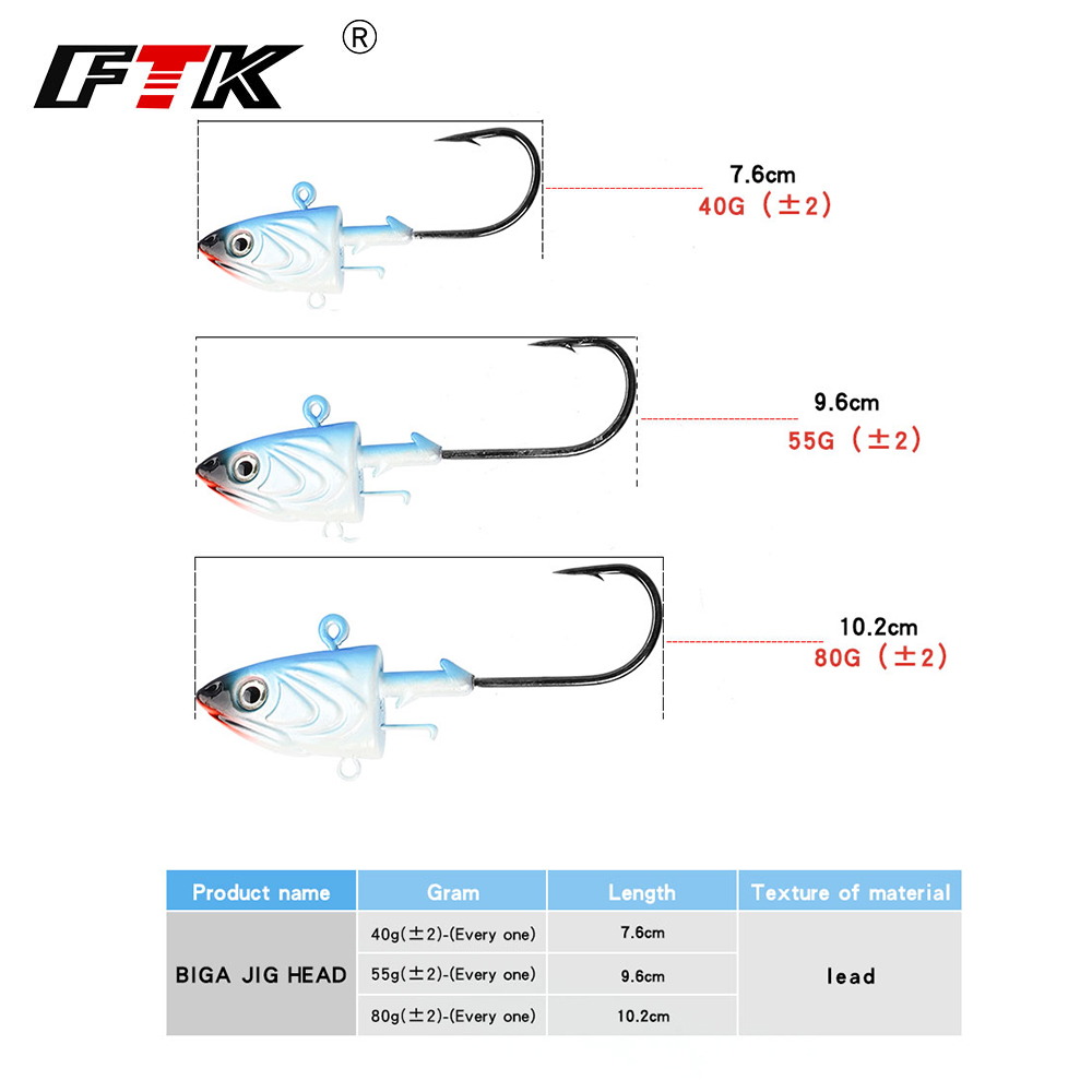 FTK 2PCS Jig Head Fishing Hook - Jig Head Lure review and price