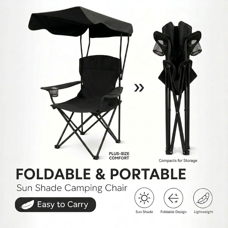 Outdoor Camping Chair With Awn - Fishing Equipment Holder review and price